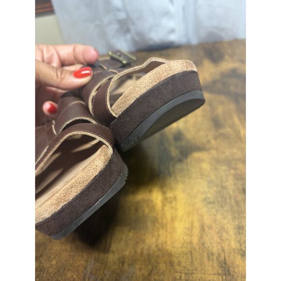 Vionic Shoes Womens Size 7 Brown Tawny Wedge Sandals Platform Strappy Comfort - Picture 7 of 9